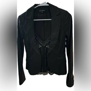 Black Satin Women's Blazer 2 New Years Eve, Sleek, clean, stylish, evening waist